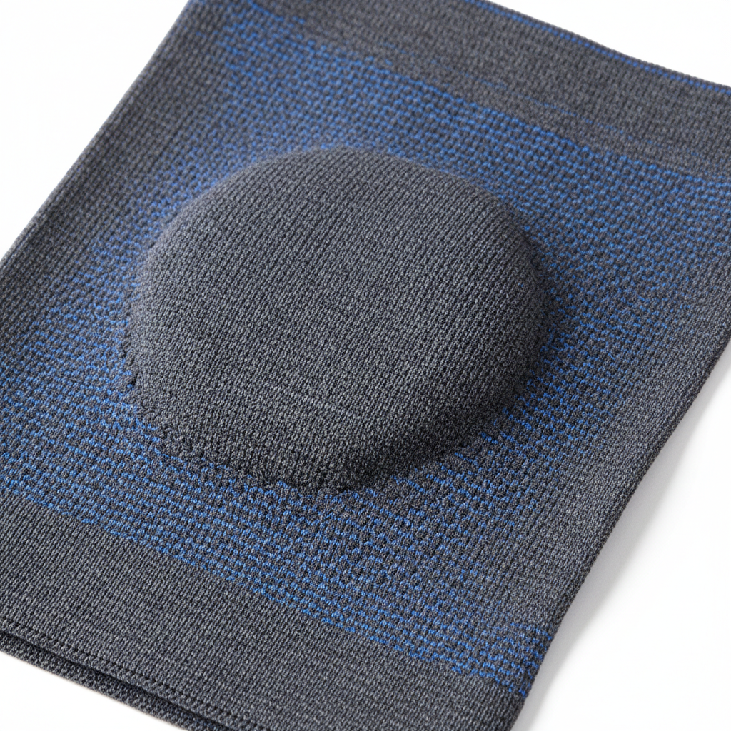 Détail tissu élastique compression genouillère