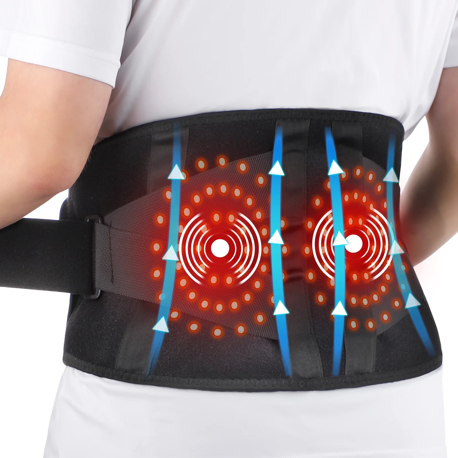 Ceinture Lombaire Chauffante & Massante avec Renforts Acier - LumbarTech™