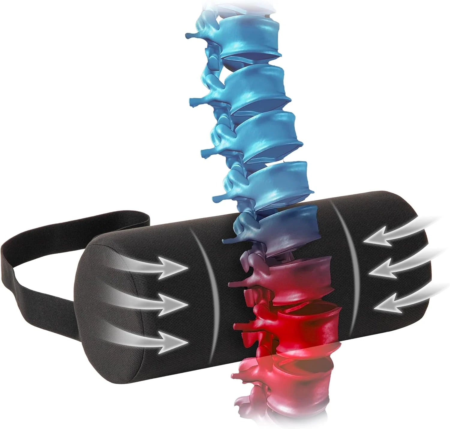 Rouleau de Soutien Lombaire - LumbarRoll™ | Correction Posturale Voiture & Bureau