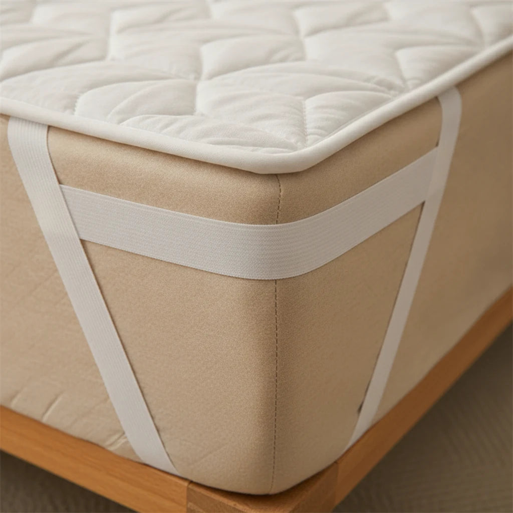 Détail bordure élastique et tissu matelassé du protège-matelas | Ergosia