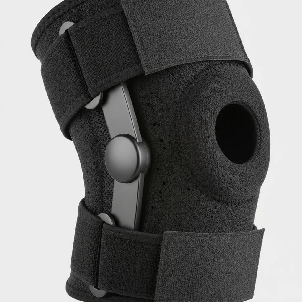 Détail stabilisateurs latéraux et ouverture rotulienne de la genouillère LigaStab™