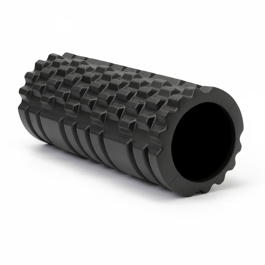Foam roller EVA dark gray grid pattern — FasciaFlow Ergosia