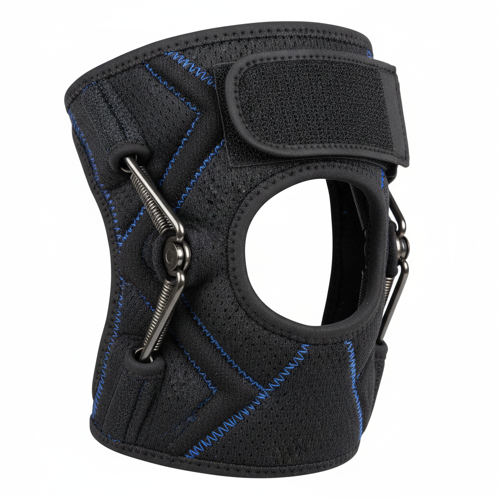 Genouillère rotulienne détail néoprène et velcro construction Ergosia