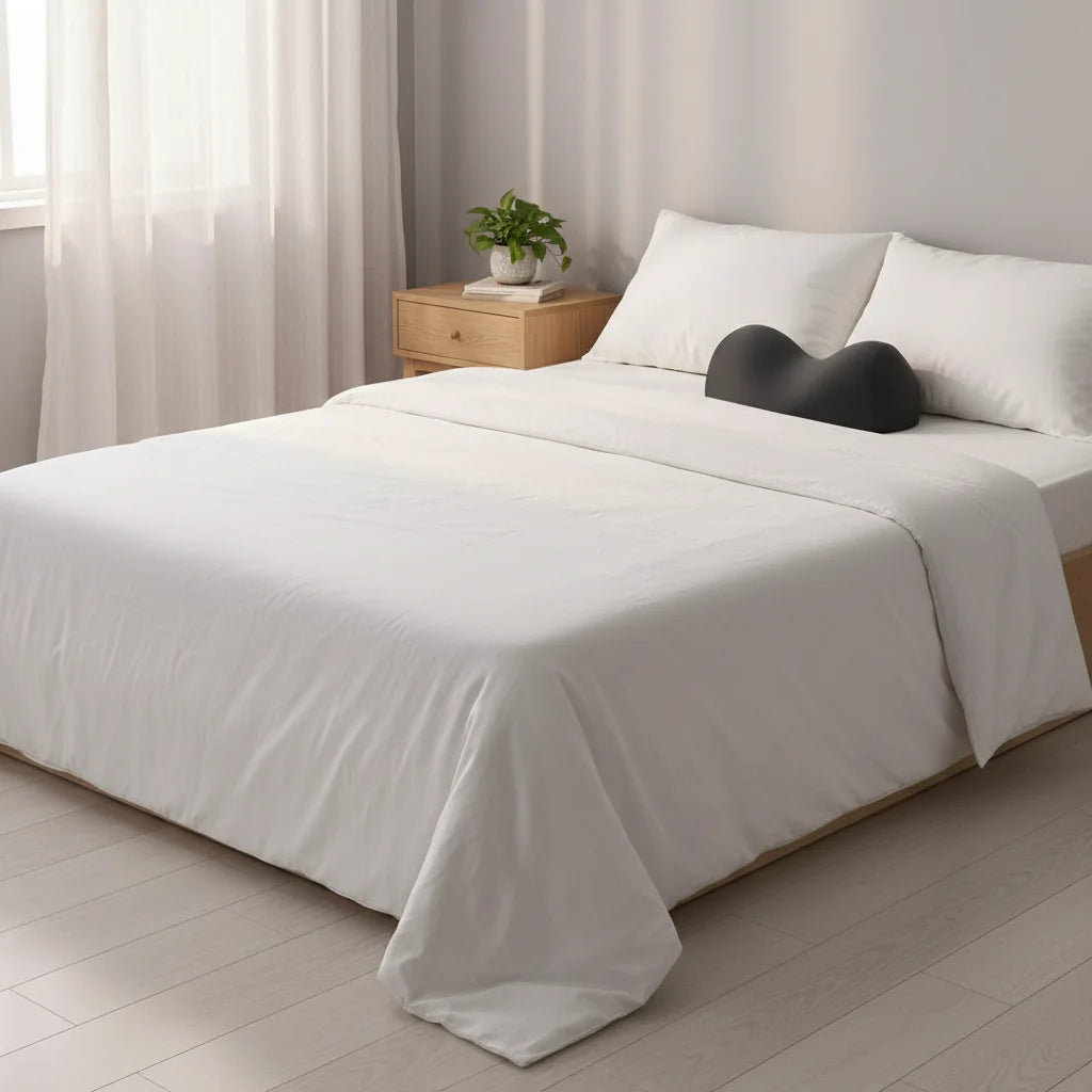 Oreiller cervical ergonomique en utilisation dans une chambre | Ergosia