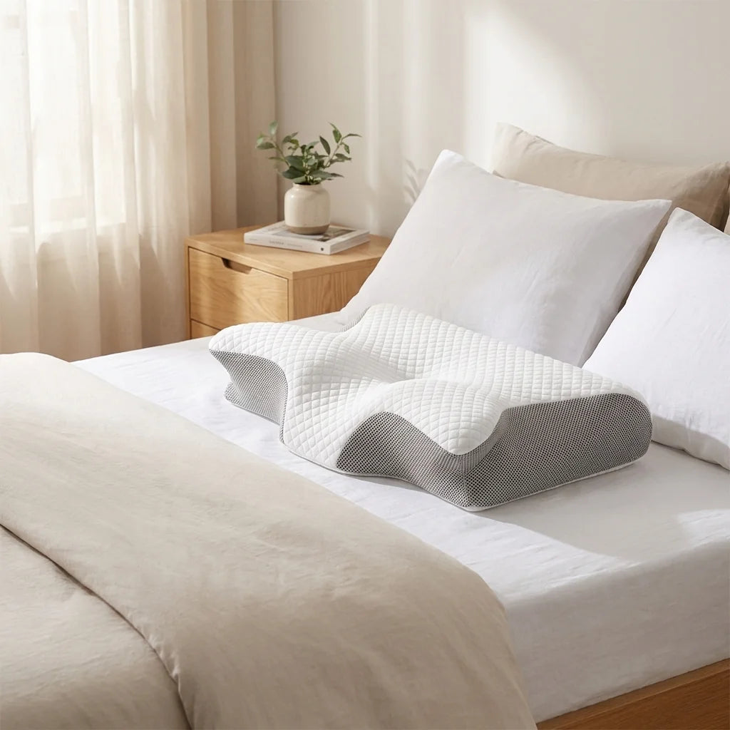 oreiller ergonomique cervicales en contexte chambre naturelle | Ergosia