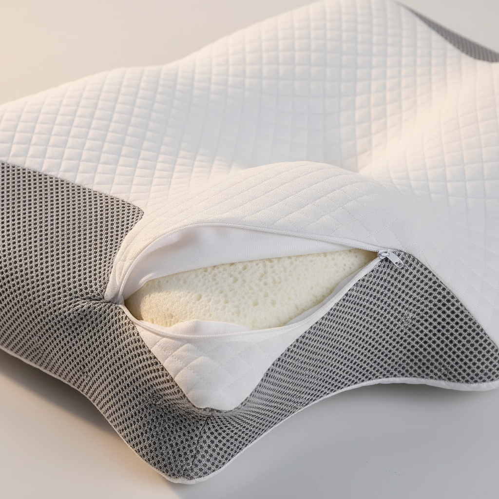 Détail mousse mémoire de forme oreiller ergonomique cervical | Ergosia