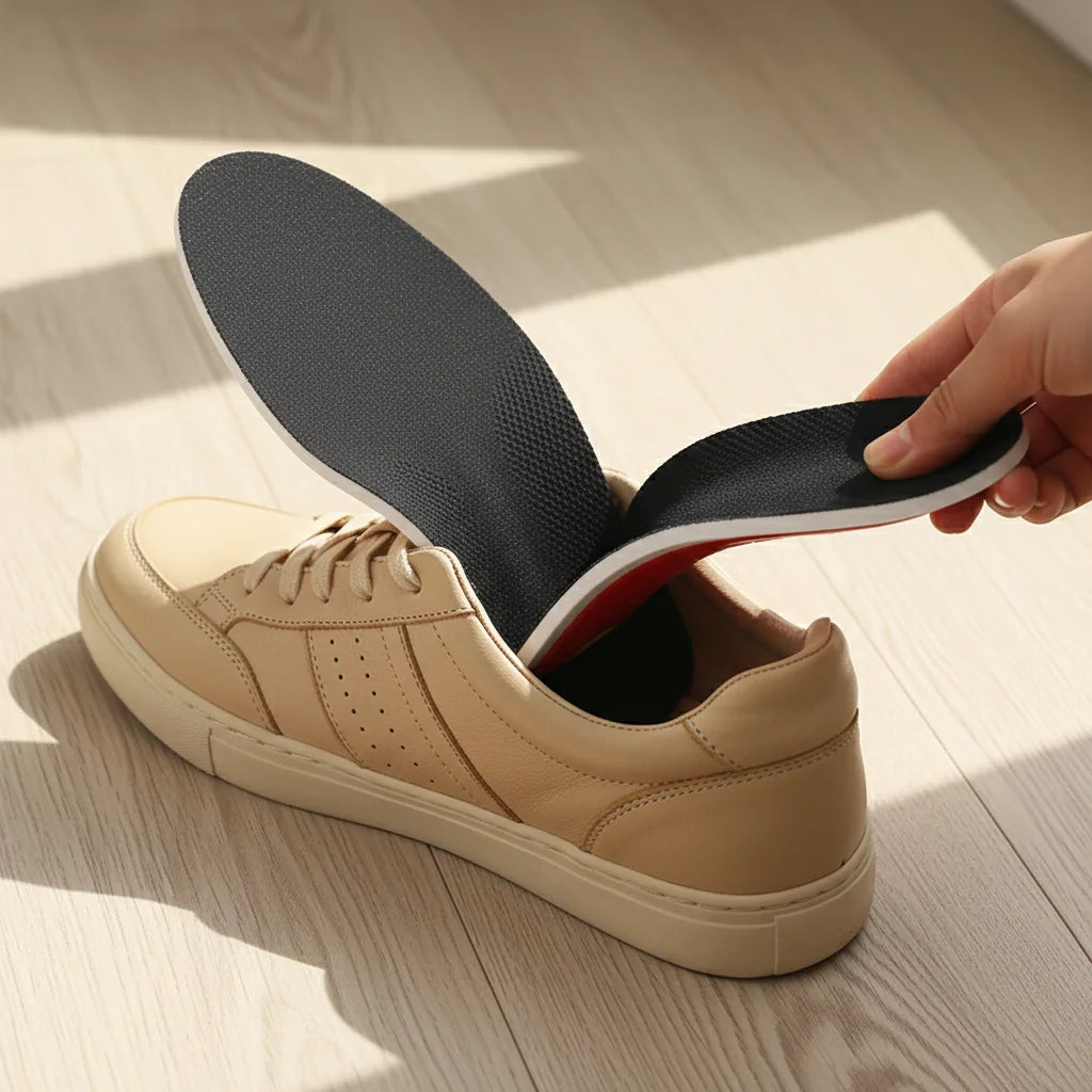 Semelle ergonomique PlantaFlex insérée dans une chaussure — utilisation quotidienne | Ergosia