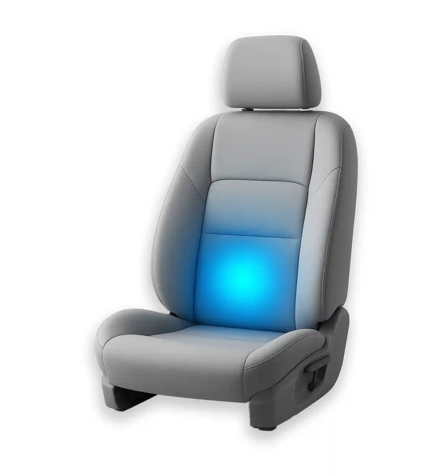 Siège de voiture stylisé avec zone de soutien lombaire active pour soulager le mal de dos en voiture.