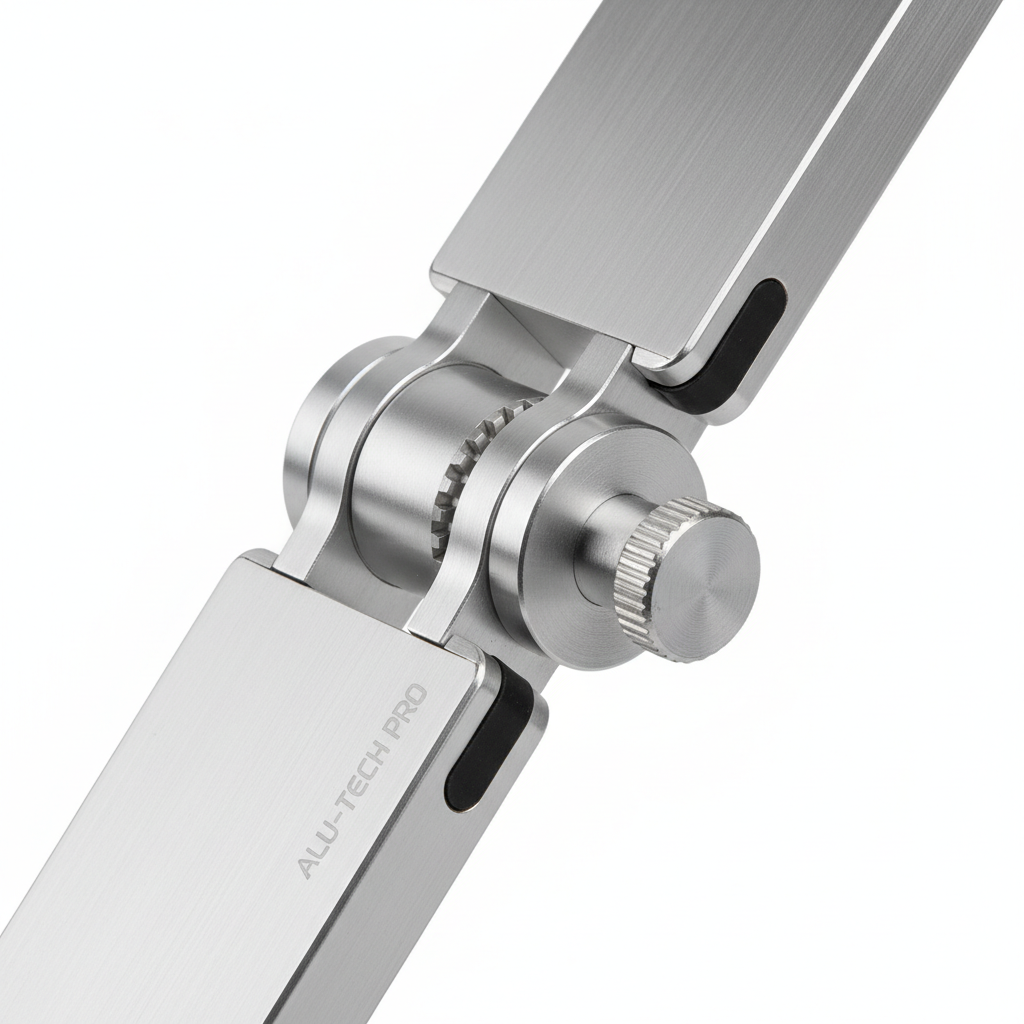 Détail mécanisme ajustement DeskRise laptop stand qualité premium