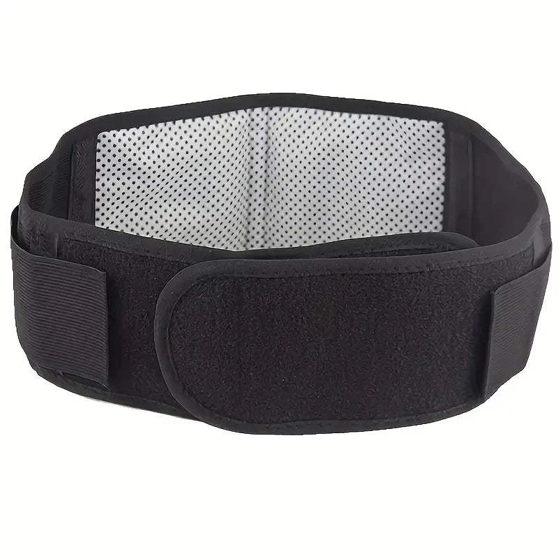lombaire auto-chauffante ThermoBelt noire avec matrice de tourmaline blanche visible, conçue pour le soulagement du mal de dos.