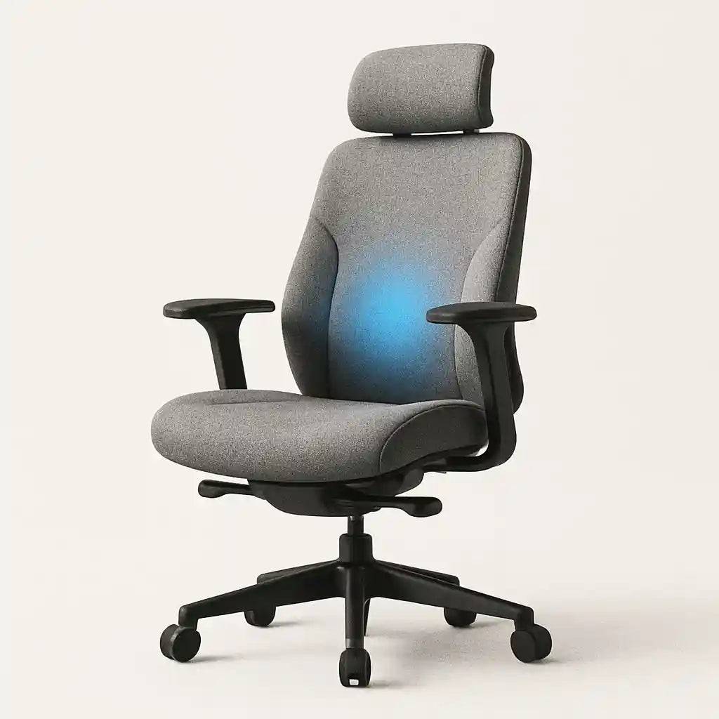Chaise de bureau avec support postural pour améliorer le confort et l'ergonomie.
