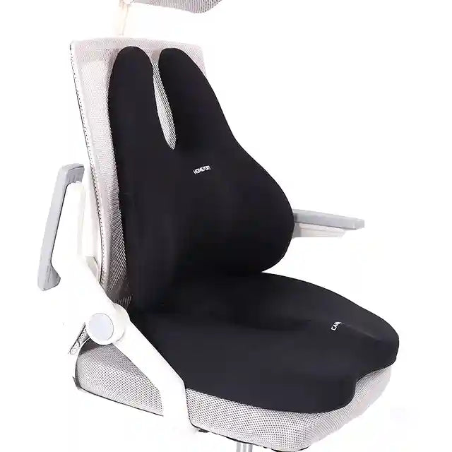 Vue latérale d’un coussin de dos ergonomique avec forme enveloppante