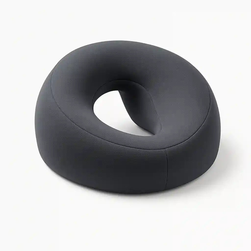 Coussin de vitrectomie ErgoVisage™ gris foncé, conçu pour le maintien de la posture face vers le bas après une opération.