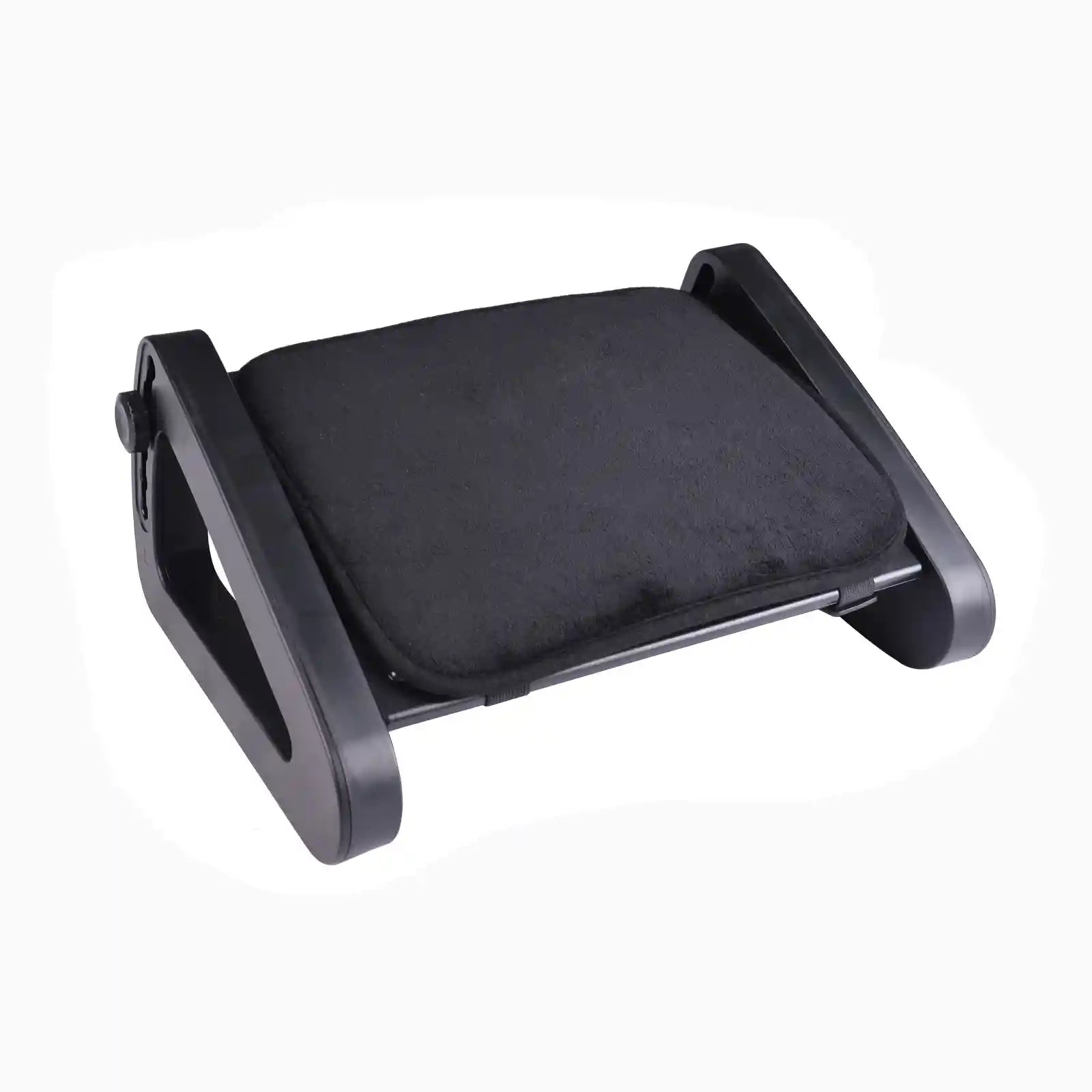 Repose-pieds ergonomique réglable noir ErgoStance™ pour bureau, avec surface de massage et support ajustable pour une posture optimale.