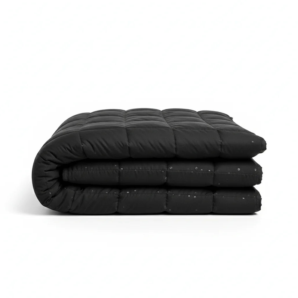 Couverture lestée coton noir pliée — vue principale | Ergosia
