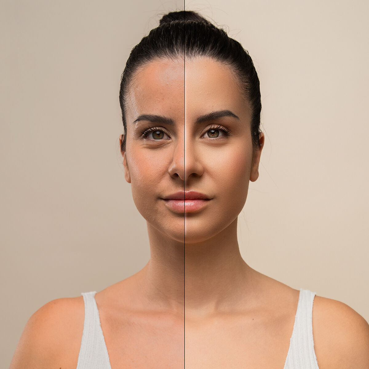 Masseur visage ergonomique blanc avec tête incurvée pour le cou.