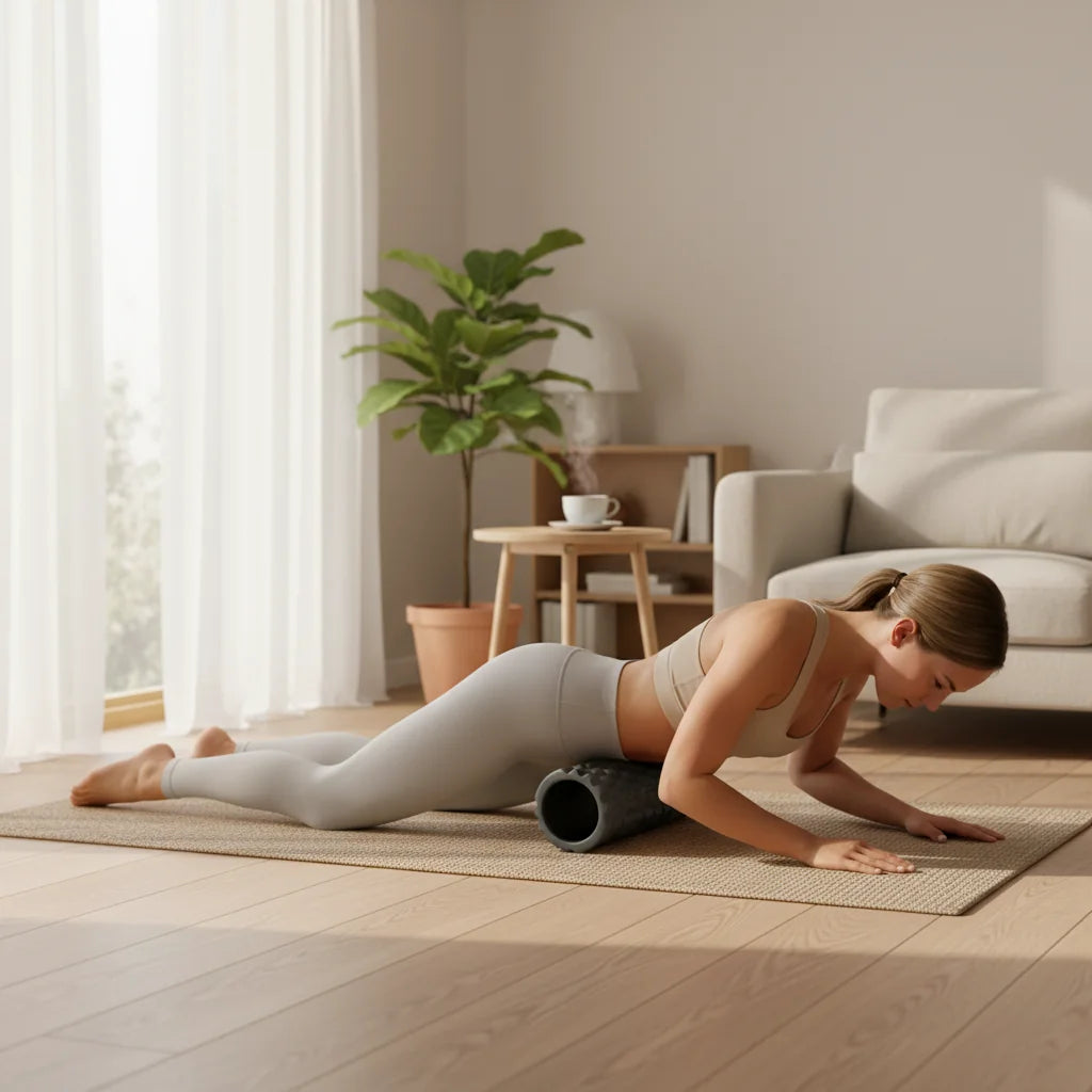 Foam roller utilisé pour la récupération musculaire du dos | Ergosia
