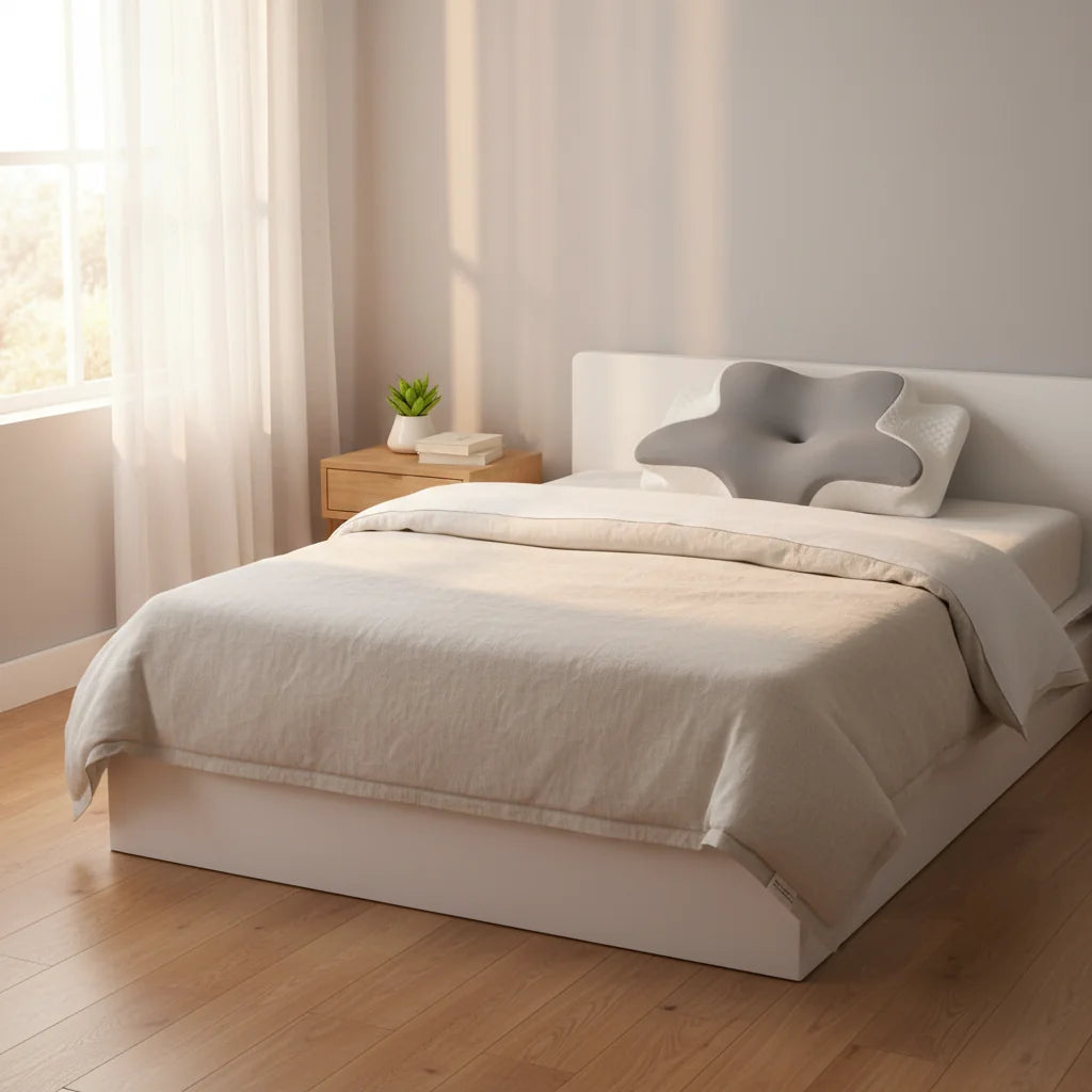 Oreiller ergonomique mémoire de forme en chambre à coucher | Ergosia