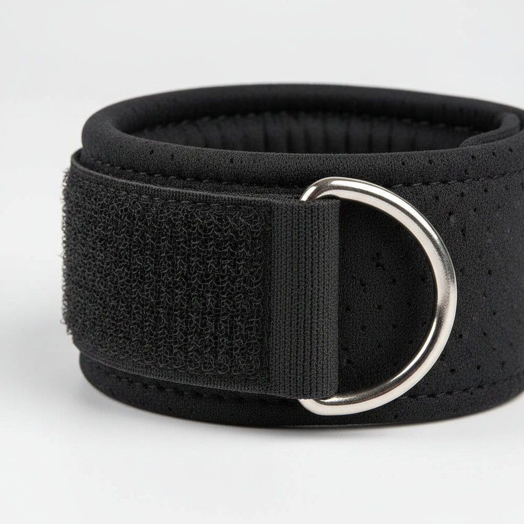 Détail velcro néoprène sangle cheville fitness — fermeture et rembourrage | Ergosia