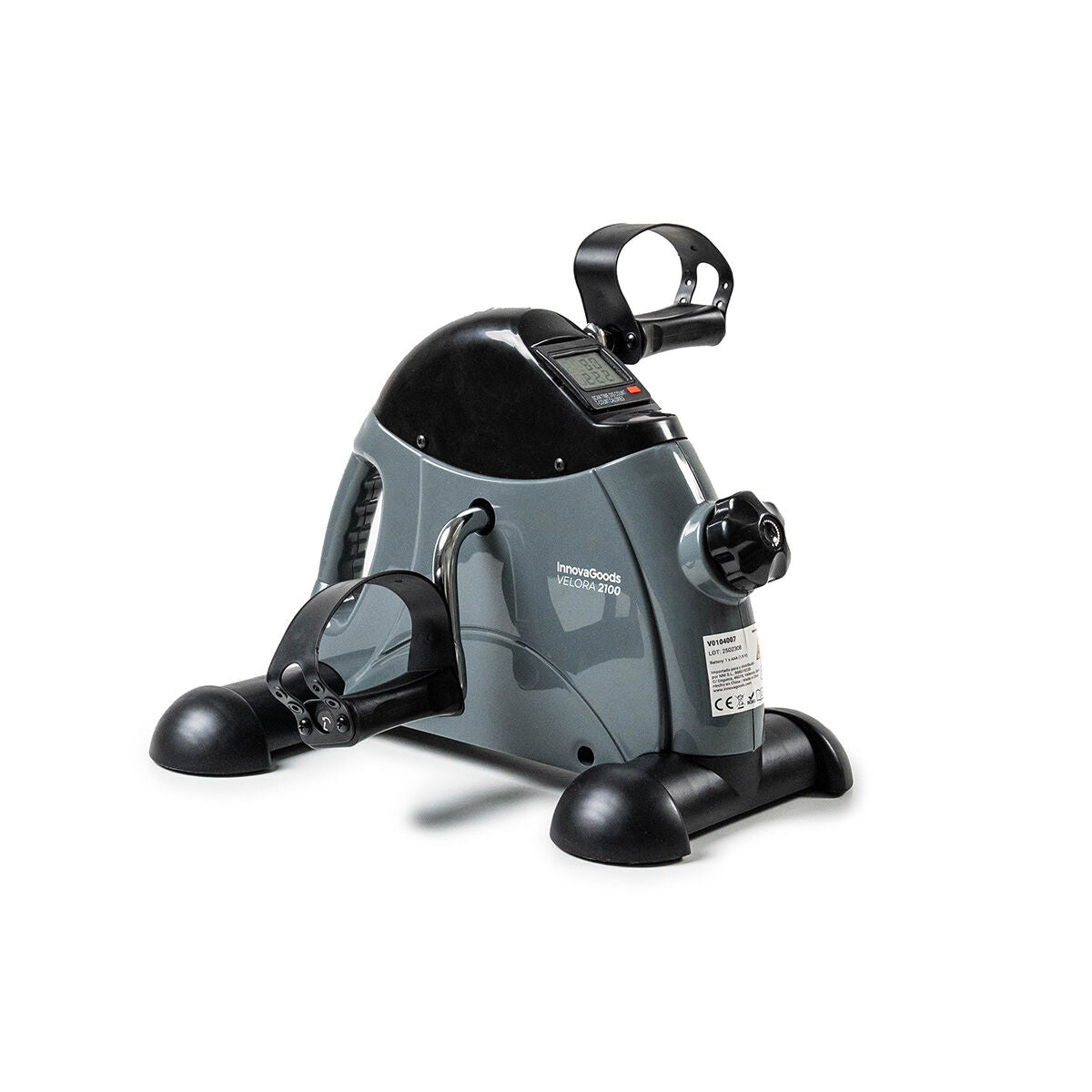 Pédalier d'exercice bras et jambes avec tapis antidérapant noir pour une stabilité parfaite.