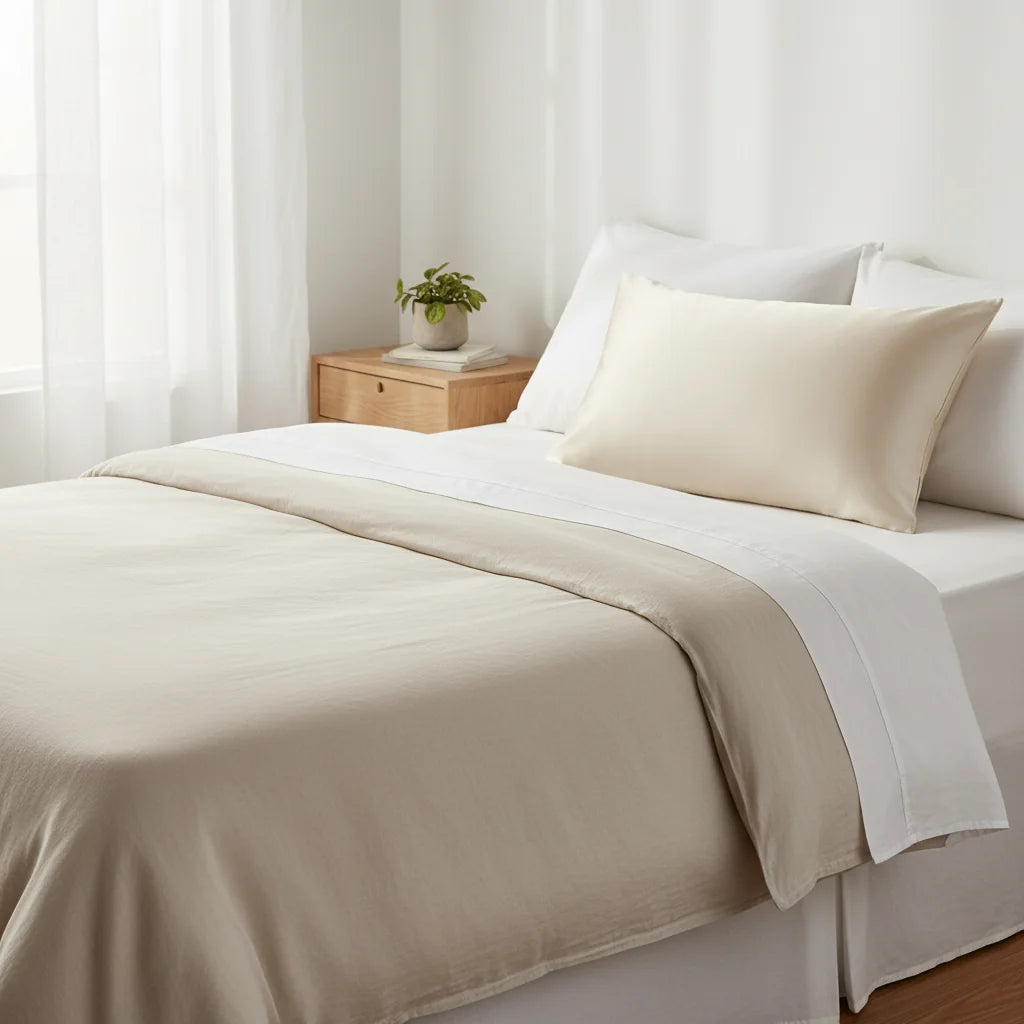 Taie oreiller soie de mûrier dans chambre Scandinave | Ergosia