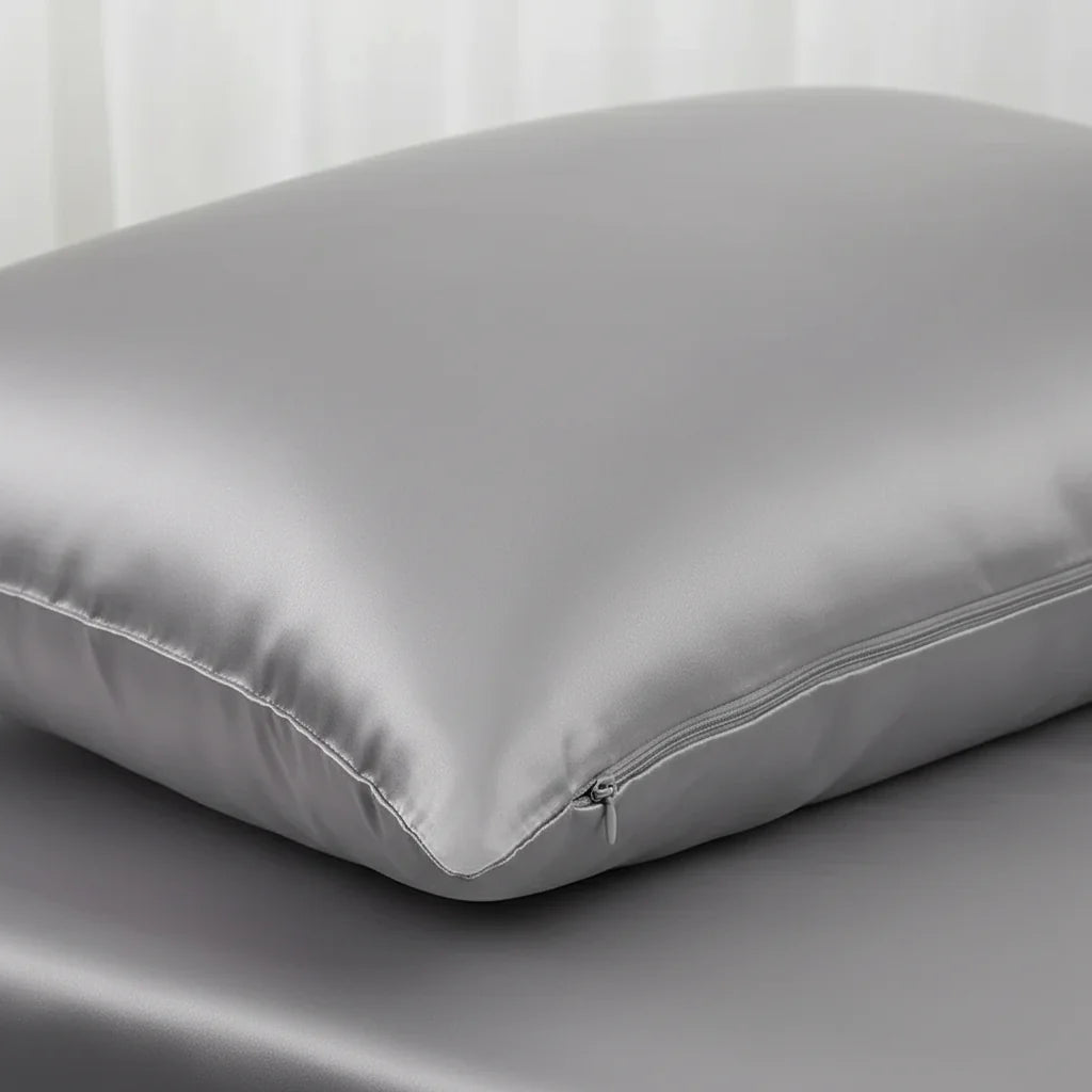 Détail satin lustré taie oreiller soie SilkNight™ | Ergosia